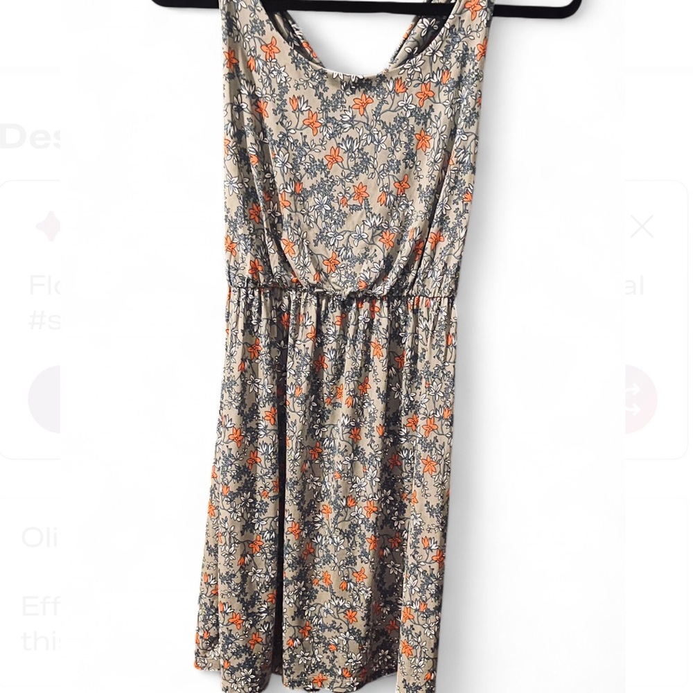 Kaileigh Olive & Orange Floral Cross-Back Aline Dress
